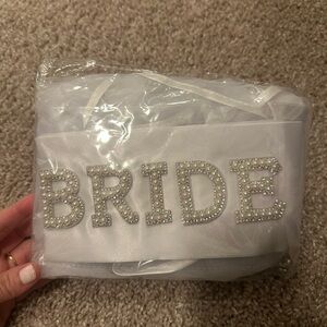 White Bride Sash with Rhinestone Letters
